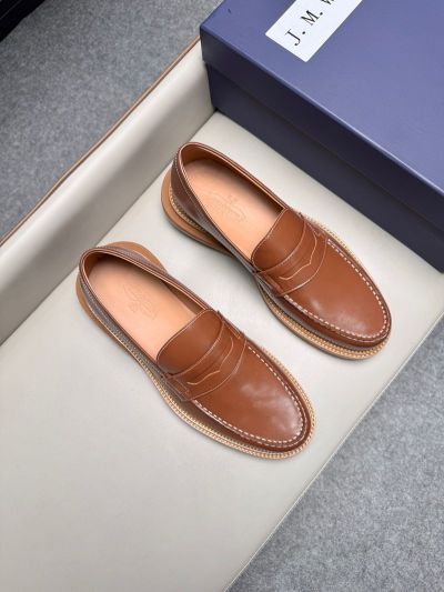 J.M.WESTON Brown calfskin Leather Shoes-J.M.WESTON Man Business Leather Shoes